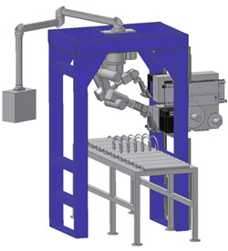 Applikation Roboterstation zur Etikettierung von Achsfedern vom Hersteller BBK Etikettier- und Sondermaschinenbau