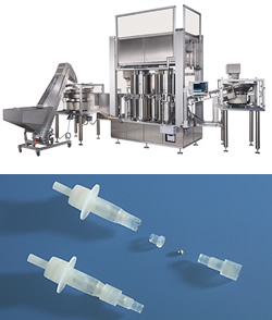 Produkt Kontinuierlich laufende Rundlauf-Montagemaschinen für Medizinprodukte vom Hersteller DESOTEC Sondermaschinenbau